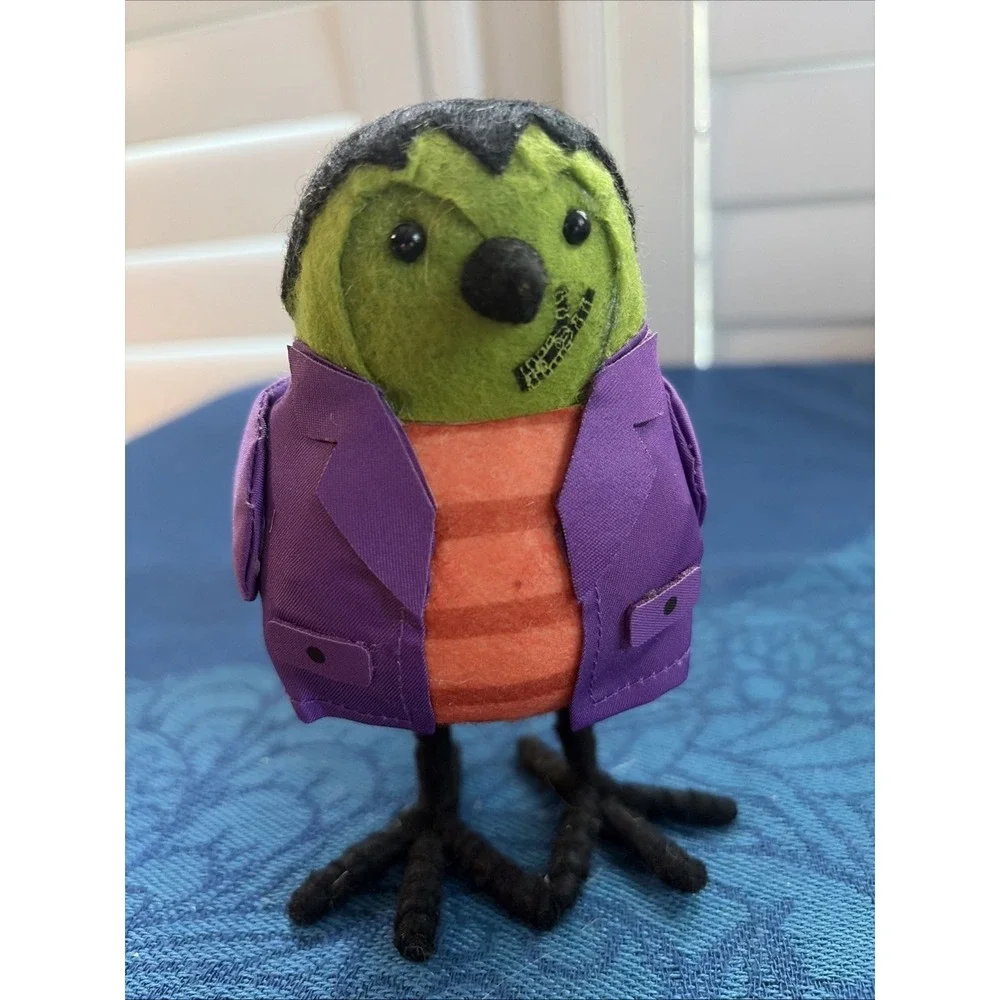 Felt Fabric Bird Decor Figure Halloween Monster Frankenstein Collectible